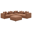 Pemberly Row Oversized Square Upholstered Ottoman in Terracotta