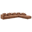 Pemberly Row Oversized Square Upholstered Ottoman in Terracotta