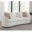Pemberly Row Curved Boucle Upholstered Sloped Arm Sofa in Latte