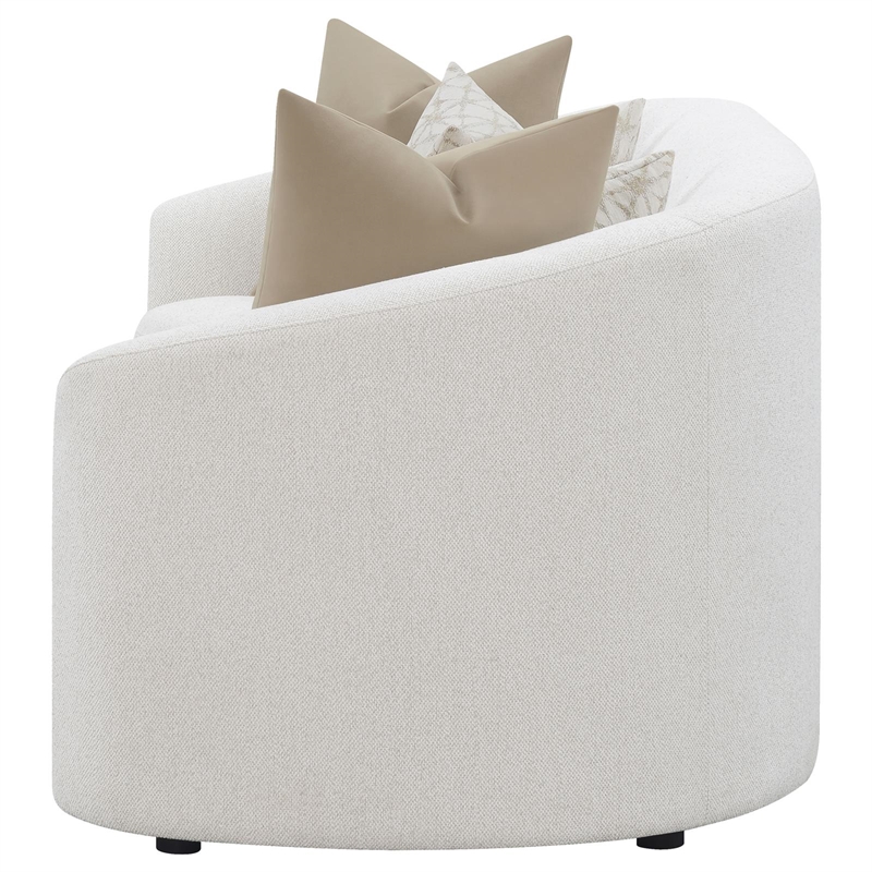 Pemberly Row Curved Boucle Upholstered Sloped Arm Sofa in Latte
