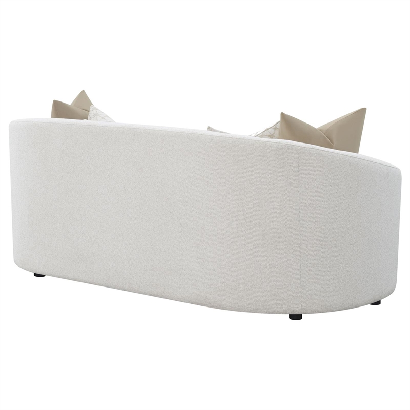Pemberly Row Curved Boucle Upholstered Sloped Arm Sofa in Latte