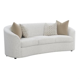 Pemberly Row Curved Boucle Upholstered Sloped Arm Sofa in Latte