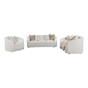 Pemberly Row 3-Piece Boucle Upholstered Sloped Arm Sofa Set in Latte