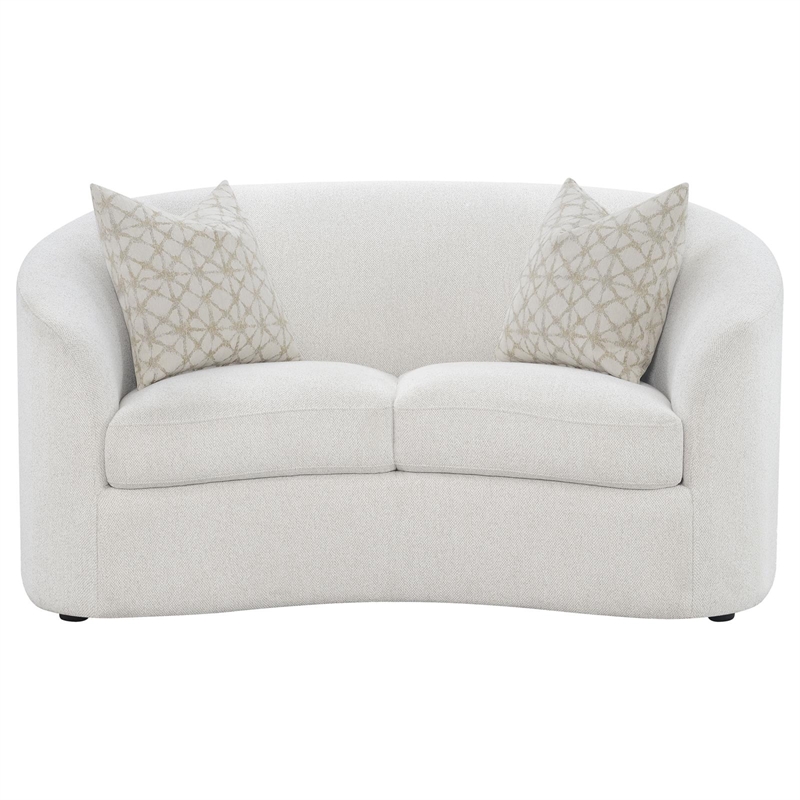 Pemberly Row 3-Piece Boucle Upholstered Sloped Arm Sofa Set in Latte