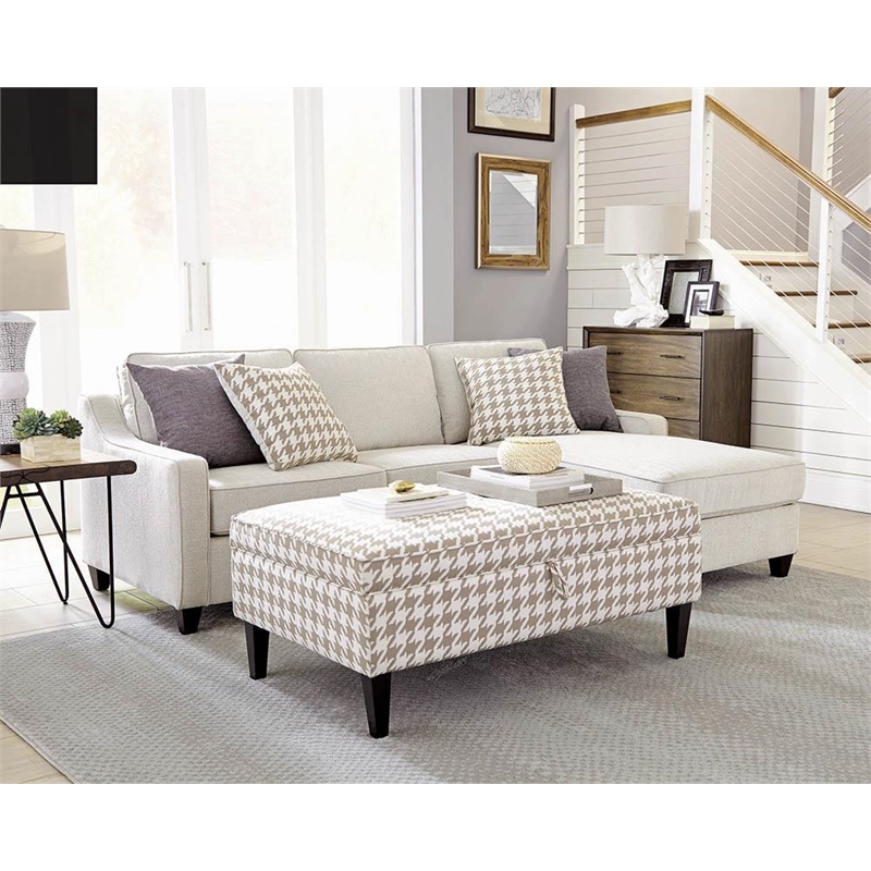 Pemberly Row Upholstered Sloped Arm Sectional Sofa in Platinum