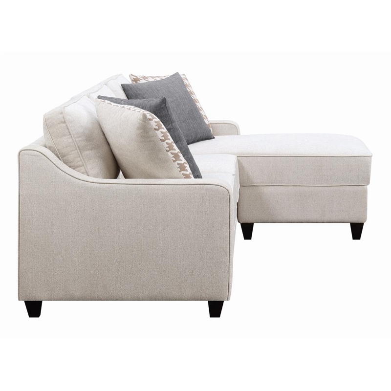 Pemberly Row Upholstered Sloped Arm Sectional Sofa in Platinum