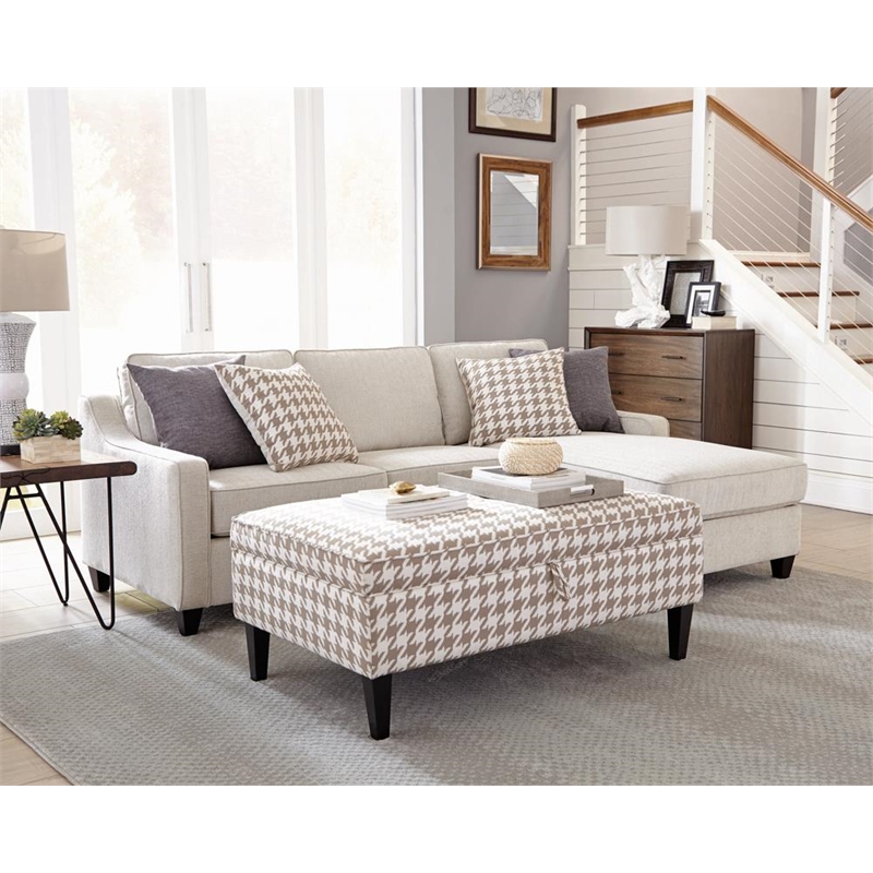 Pemberly Row Upholstered Sloped Arm Sectional Sofa in Platinum