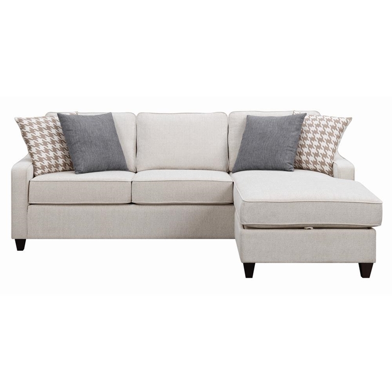 Pemberly Row Upholstered Sloped Arm Sectional Sofa in Platinum