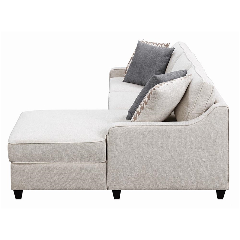 Pemberly Row Upholstered Sloped Arm Sectional Sofa in Platinum