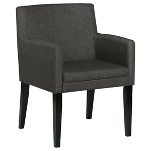 Pemberly Row Upholstered Dining Arm Chair Set of 2 in Charcoal Grey