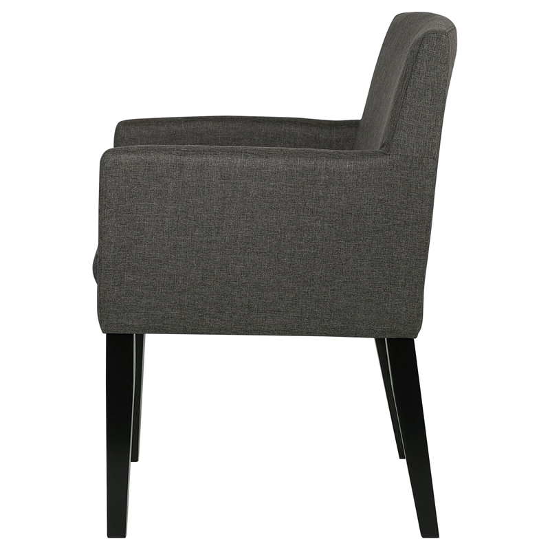 Pemberly Row Upholstered Dining Arm Chair Set of 2 in Charcoal Grey