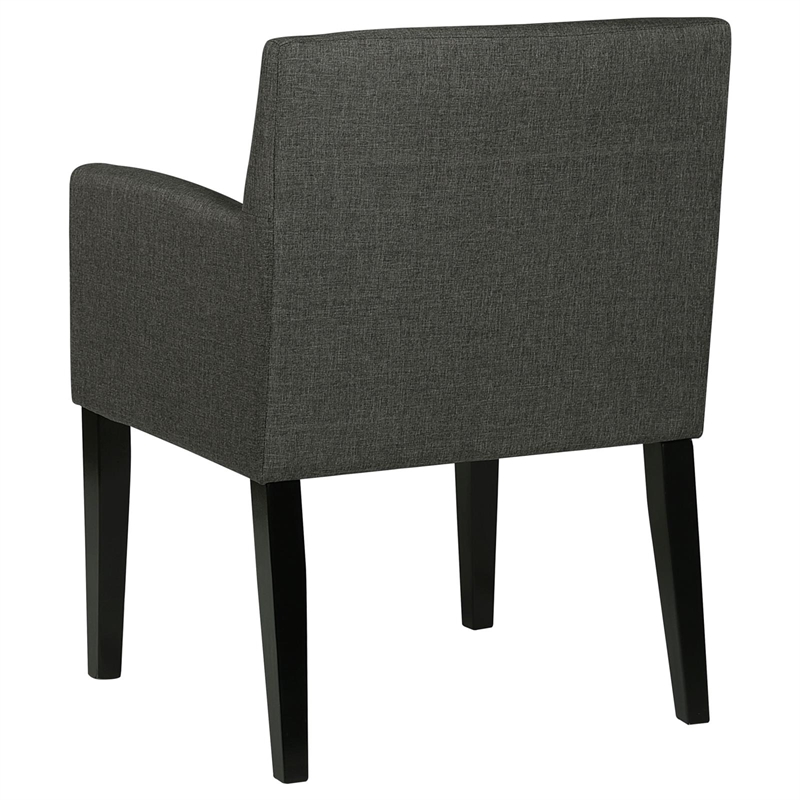 Pemberly Row Upholstered Dining Arm Chair Set of 2 in Charcoal Grey