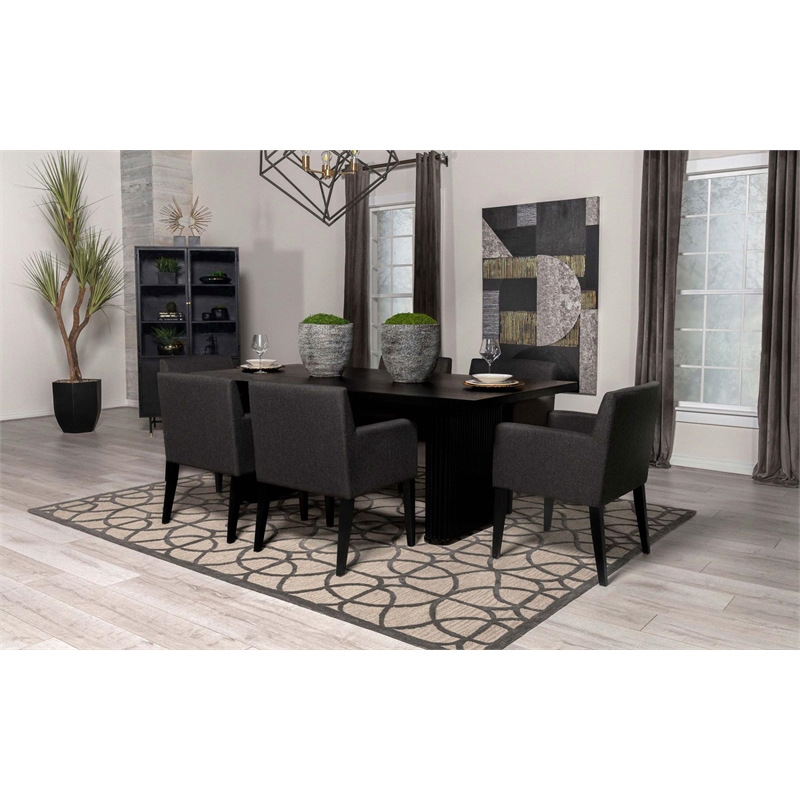 Pemberly Row Rectangular 84-inch Oak Veneer Dining Table in Black