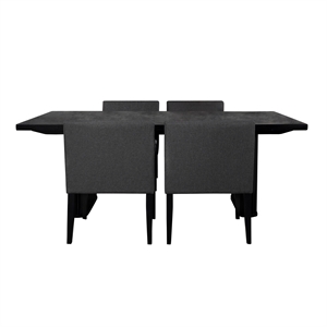Pemberly Row 5-Piece Rectangular Dining Set with 4 Arm Chairs in Black