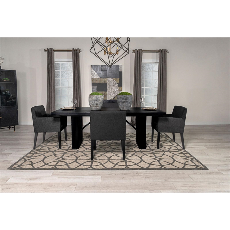Pemberly Row 5-Piece Rectangular Dining Set with 4 Arm Chairs in Black