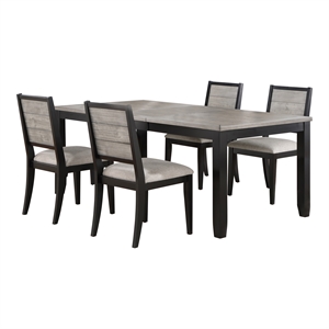 Pemberly Row 5-Piece Rectangular Extension Leaf Dining Set in Black