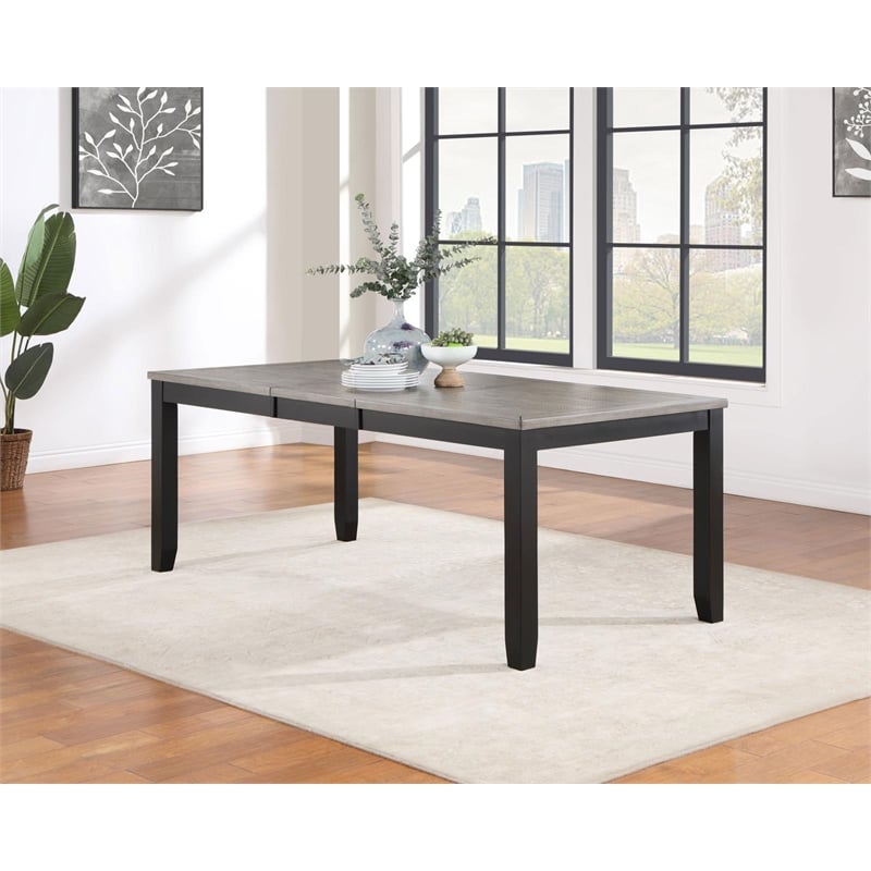 Pemberly Row Rectangular 78-inch Extension Leaf Dining Table in Black