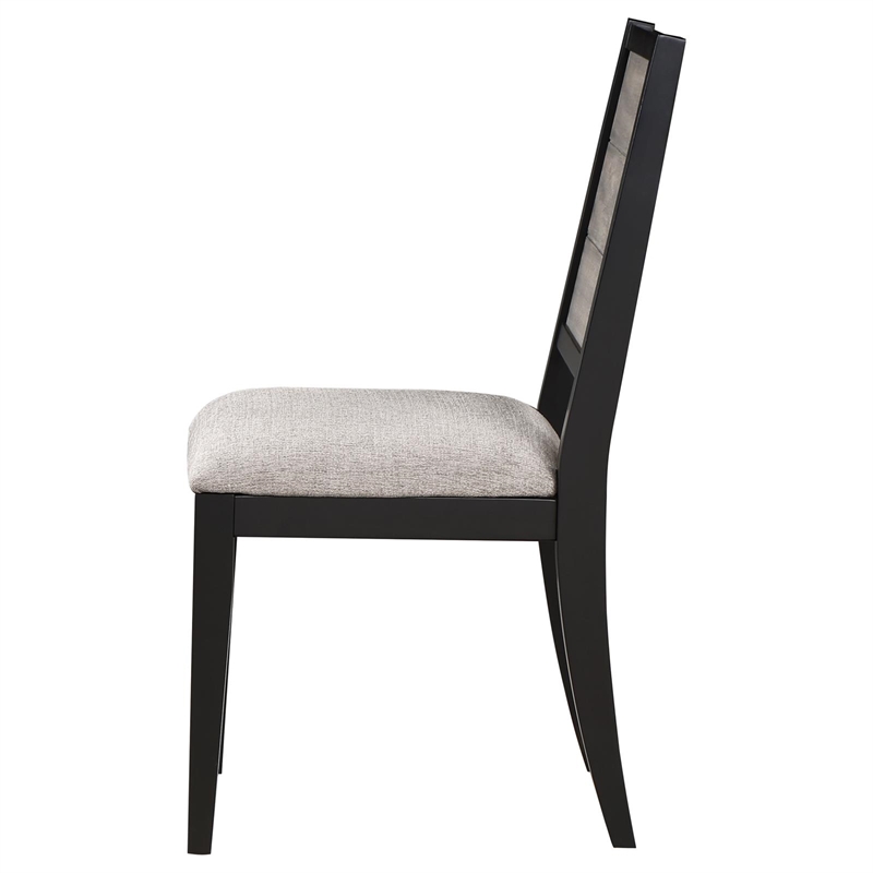 Pemberly Row Wood Dining Side Chair Set of 2 in Grey and Black