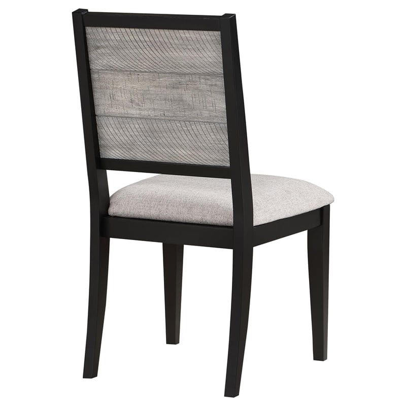 Pemberly Row Wood Dining Side Chair Set of 2 in Grey and Black