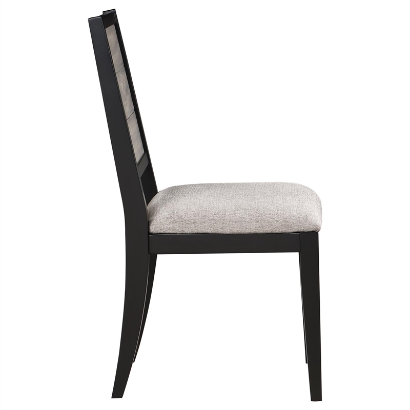 Pemberly Row Wood Dining Side Chair Set of 2 in Grey and Black