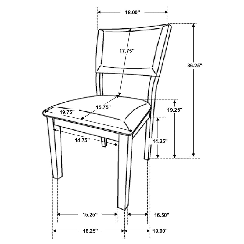 Pemberly Row Fabric Upholstered Dining Side Chair Set of 2 in Brown