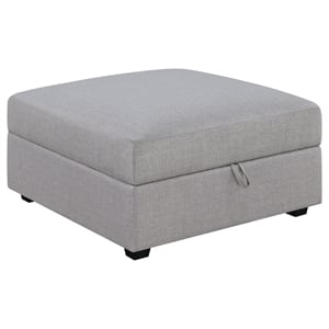Pemberly Row Square Fabric Upholstered Storage Ottoman in Grey