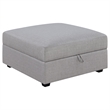 Pemberly Row Square Fabric Upholstered Storage Ottoman in Grey