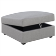 Pemberly Row Square Fabric Upholstered Storage Ottoman in Grey