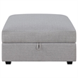 Pemberly Row Square Fabric Upholstered Storage Ottoman in Grey