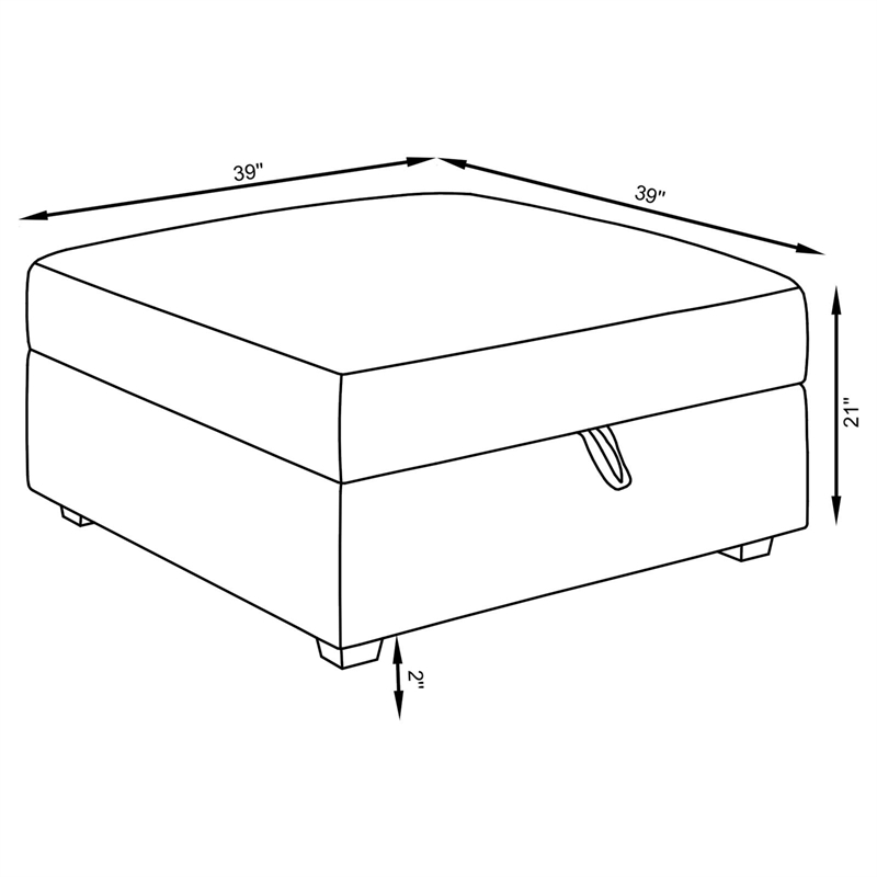 Pemberly Row Square Fabric Upholstered Storage Ottoman in Grey