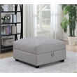 Pemberly Row Square Fabric Upholstered Storage Ottoman in Grey
