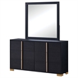 Pemberly Row 6-Drawer Dresser with Mirror and Gold Accents in Black