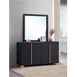 Pemberly Row 6-Drawer Dresser with Mirror and Gold Accents in Black