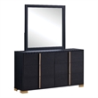 Pemberly Row 6-Drawer Dresser with Mirror and Gold Accents in Black