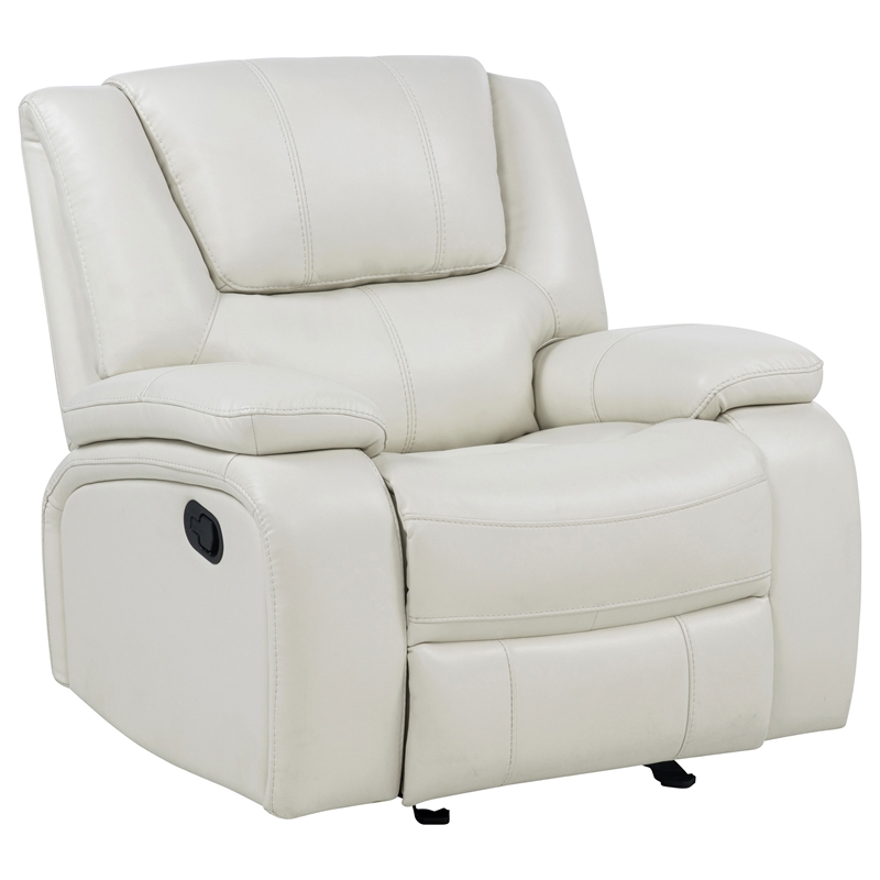 Pemberly Row Upholstered Faux Leather Glider Recliner Chair in White