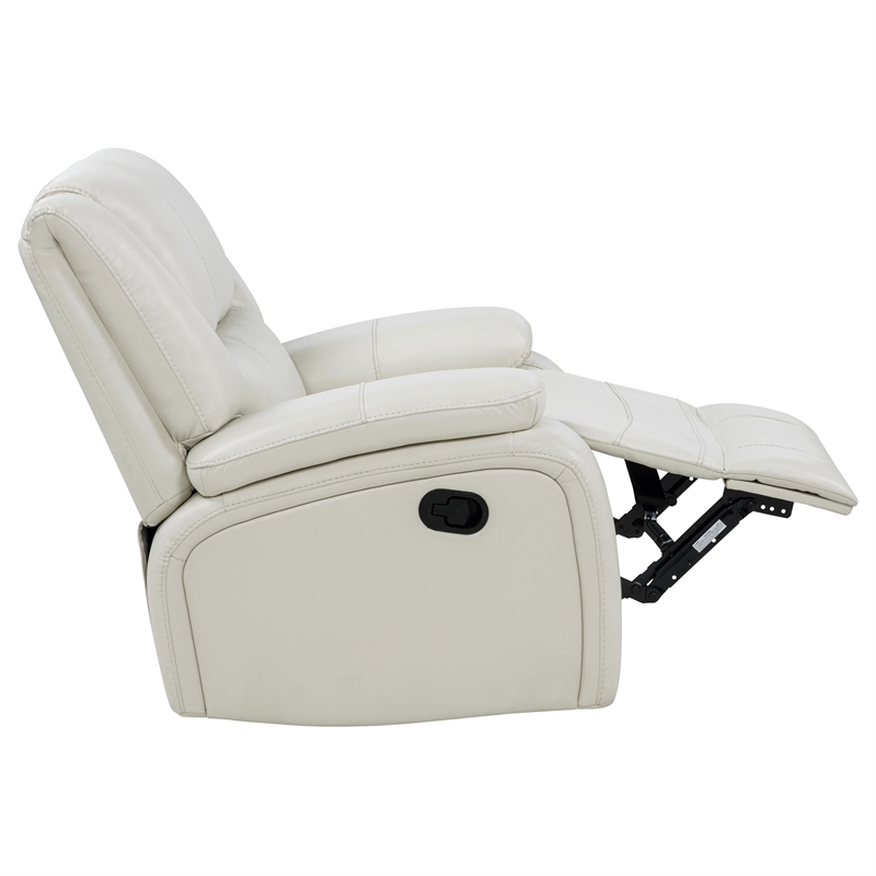 Pemberly Row Upholstered Faux Leather Glider Recliner Chair in White