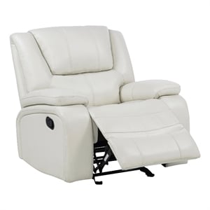 Pemberly Row Upholstered Faux Leather Glider Recliner Chair in White