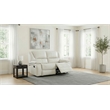 Pemberly Row Faux Leather Upholstered Motion Reclining Loveseat in White