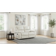 Pemberly Row Faux Leather Upholstered Motion Reclining Loveseat in White