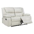 Pemberly Row Faux Leather Upholstered Motion Reclining Loveseat in White