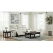 Pemberly Row Faux Leather Upholstered Motion Reclining Sofa in White