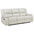 Pemberly Row Faux Leather Upholstered Motion Reclining Sofa in White