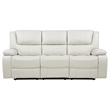 Pemberly Row Faux Leather Upholstered Motion Reclining Sofa in White