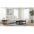 Pemberly Row Faux Leather Upholstered Motion Reclining Sofa in White