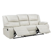 Pemberly Row Faux Leather Upholstered Motion Reclining Sofa in White