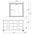 Pemberly Row Modern 6-Drawer Dresser with Mirror and Gold Trim in White
