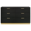 Pemberly Row Mid-Century Modern Wood 6-Drawer Dresser in Black