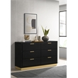 Pemberly Row Mid-Century Modern Wood 6-Drawer Dresser in Black
