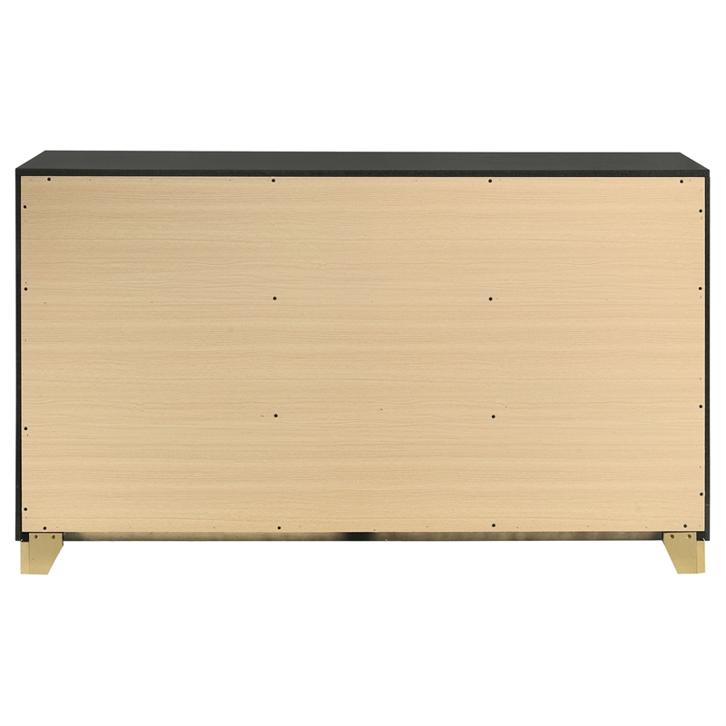 Pemberly Row Mid-Century Modern Wood 6-Drawer Dresser in Black