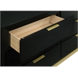 Pemberly Row Mid-Century Modern Wood 6-Drawer Dresser in Black